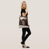 BROWN SCOTTISH FOLD IN BROWN THICK-PILE BLANKET TOTE BAG (Op model)