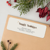 Brown Script Christmas Holiday Return Address Etiket
