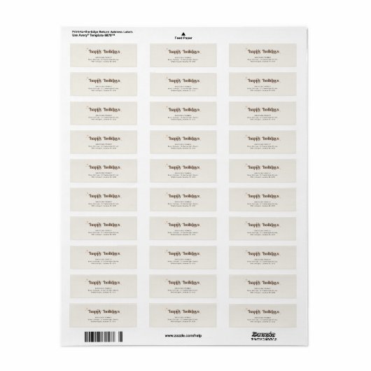 Brown Script Christmas Holiday Return Address Etiket (Full Sheet)