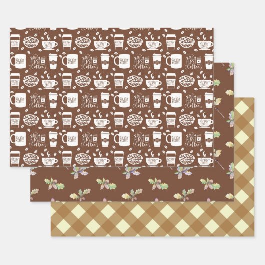 BROWN SEAMLESS PATTERNS WRAPPINGPAPIERSCHAPEN INPAKPAPIER VEL (Set)