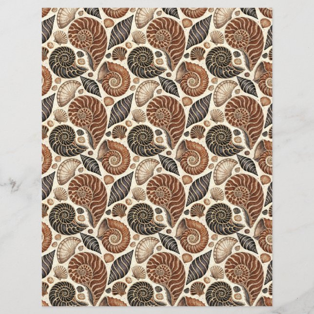 Brown Seashells dubbelzijdig plakboekpapier (Voorkant)