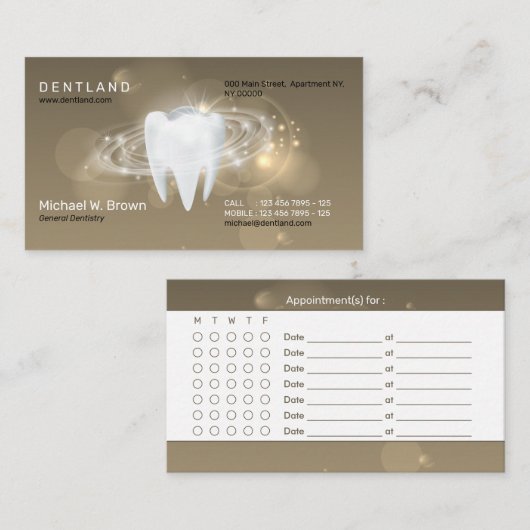 Brown Shadow Dental Dentistry Teeth Appointment Visitekaartje (Voorkant / Achterkant)