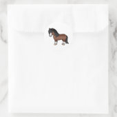 Brown Shetland Pony Cute Cartoon Illustration Ronde Sticker (Tas)