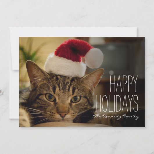 Brown short-haired tabby cat feestdagenkaart (Voorkant)