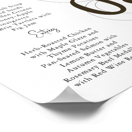 Brown Simple Modern Tri-Fold Wedding Menu Poster (Hoek)