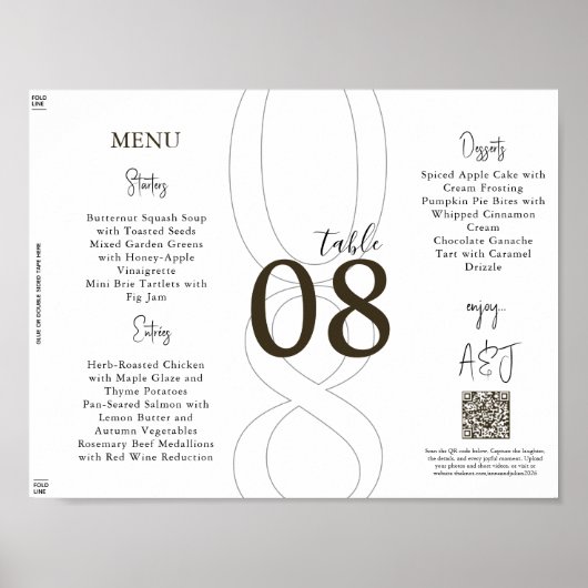 Brown Simple Modern Tri-Fold Wedding Menu Poster (Voorkant)
