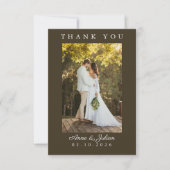 Brown Simple Photo Wedding Thank You Card W Note Bedankkaart (Voorkant)