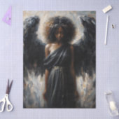Brown-Skinned Angel Girl With Black Wings Tissuepapier (Craft)