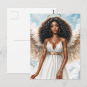 Brown-Skinned Angel With Halo Watercolor Briefkaart (Voorkant / Achterkant)