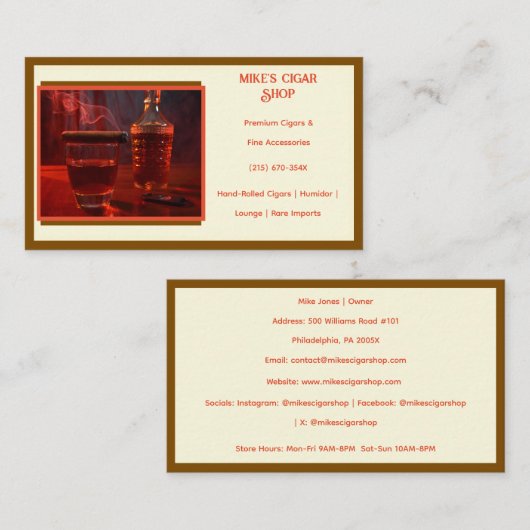 Brown Smoke Cigar Shop Visitekaartje (Voorkant / Achterkant)