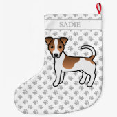 Brown Smooth Coat Jack Russell Terrier Dog & Name Grote Kerstsok (Achterkant)
