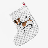 Brown Smooth Coat Jack Russell Terrier Dog & Name Grote Kerstsok (Achterkant (Hangend))