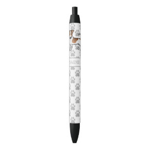 Brown Smooth Coat Jack Russell Terrier Dog & Name Zwarte Inkt Pen