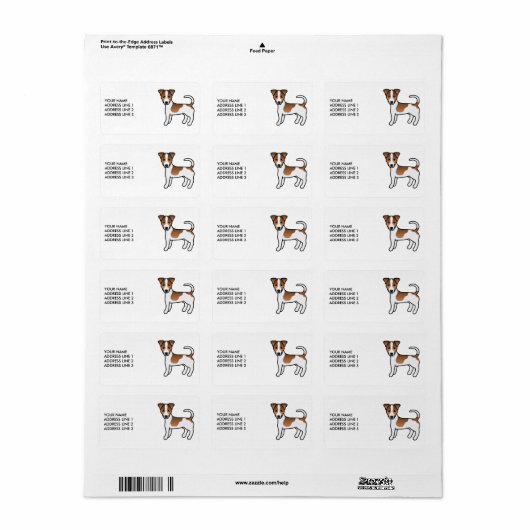 Brown Smooth Coat Jack Russell Terrier Dog & Text Etiket (Full Sheet)