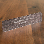 Brown Snakeskin Print Desk Name Bord Naambordje (Zijkant)
