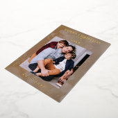 Brown Snowflake Christmas Modern Custom Photo Folie Uitnodiging (Gedraaid)