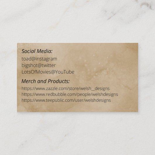 Brown Social introduction calling card-biplane Visitekaartje (Achterkant)