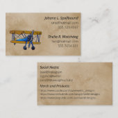 Brown Social introduction calling card-biplane Visitekaartje (Voorkant / Achterkant)