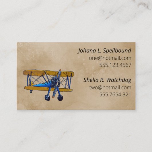 Brown Social introduction calling card-biplane Visitekaartje (Voorkant)