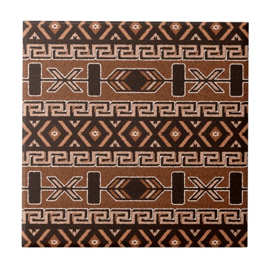 Brown Southwest Aztec Pattern Tegeltje (Voorkant)