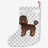 Brown Speelgoed Poodle Cute Cartoon Dog & Name Kleine Kerstsok (Achterkant)