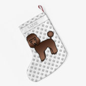 Brown Speelgoed Poodle Cute Cartoon Dog & Name Kleine Kerstsok (Achterkant (Hangend))