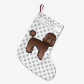 Brown Speelgoed Poodle Cute Cartoon Dog & Name Kleine Kerstsok (Voorkant (Hangend))