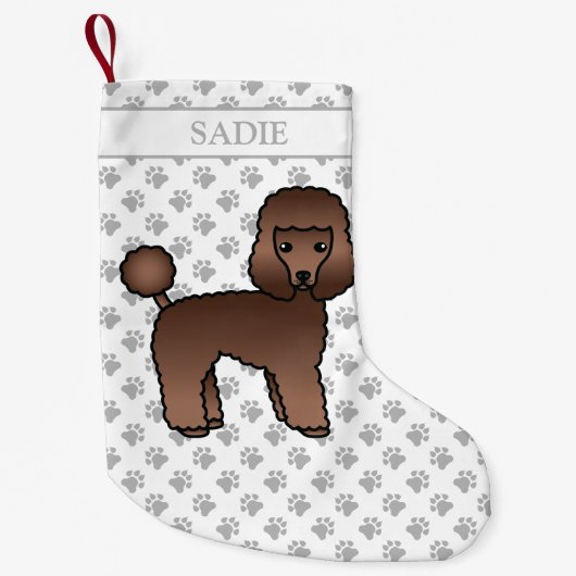 Brown Speelgoed Poodle Cute Cartoon Dog & Name Kleine Kerstsok (Voorkant)