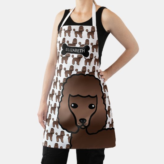 Brown Speelgoed Poodle Cute Cartoon Dog & Name Schort (Insitu)