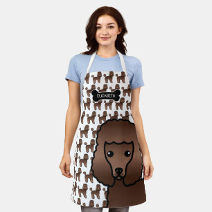 Brown Speelgoed Poodle Cute Cartoon Dog & Name Schort