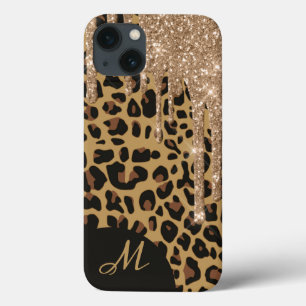Brown Spoted Jaguar Print met Glitter Case-Mate iPhone Case