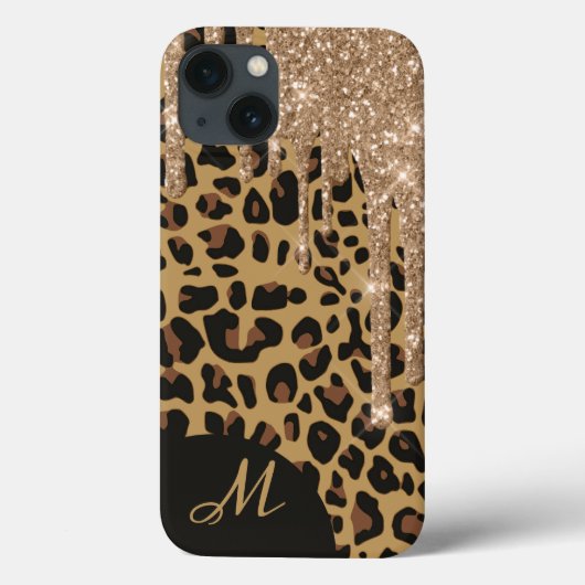 Brown Spoted Jaguar Print met Glitter Case-Mate iPhone Case (Achterkant)