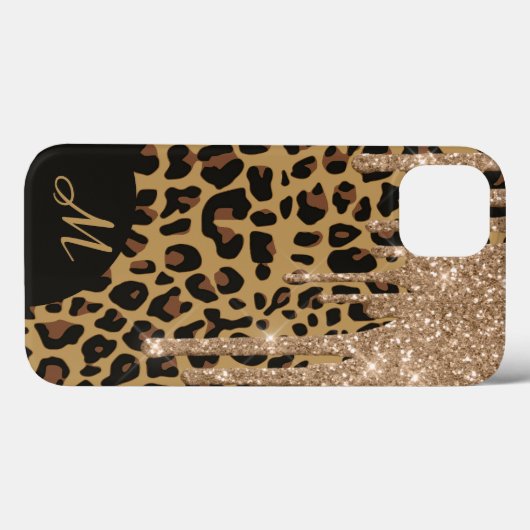 Brown Spoted Jaguar Print met Glitter Case-Mate iPhone Case (Achterkant (horizontaal))