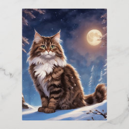 Brown spotte Siberische Kat de tovenaar, fantasie, Folie Feestdagen Briefkaart