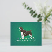 Brown Springer Spaniel Dog Feliz Naughty Dog Briefkaart (Staand voorkant)