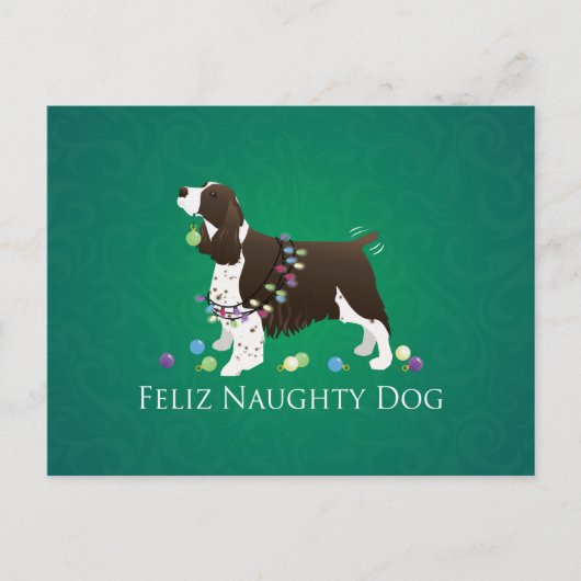 Brown Springer Spaniel Dog Feliz Naughty Dog Briefkaart (Voorkant)