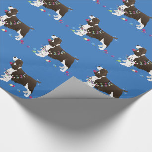 Brown Springer Spaniel-kerstillustratie Cadeaupapier