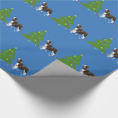 Brown Springer Spaniel-kerstillustratie Cadeaupapier (Hoek)