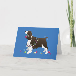 Brown Springer Spaniel-kerstillustratie Feestdagen Kaart