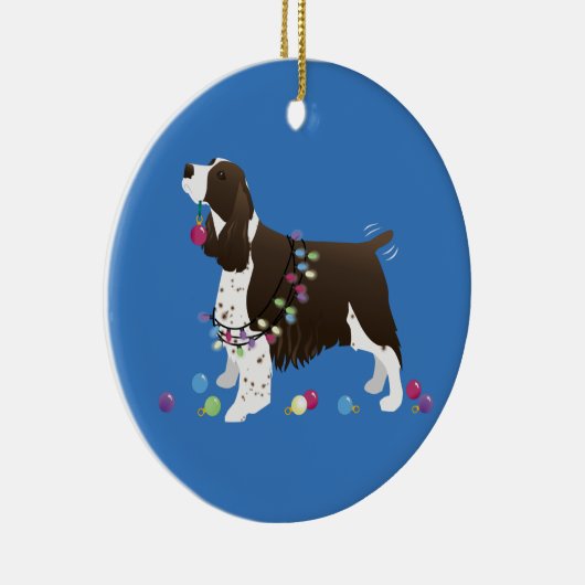 Brown Springer Spaniel-kerstillustratie Keramisch Ornament (Rechts)