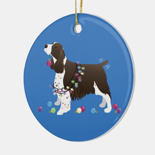 Brown Springer Spaniel-kerstillustratie Keramisch Ornament (Links)