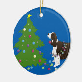 Brown Springer Spaniel-kerstillustratie Keramisch Ornament (Links)