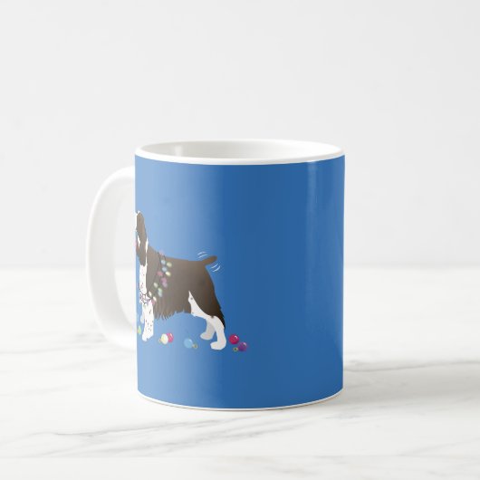 Brown Springer Spaniel-kerstillustratie Koffiemok (Voorkant links)