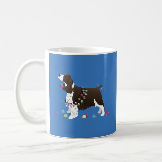 Brown Springer Spaniel-kerstillustratie Koffiemok (Links)