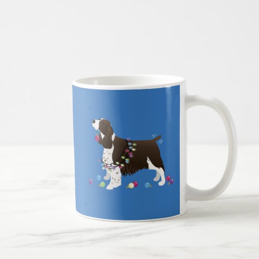 Brown Springer Spaniel-kerstillustratie Koffiemok (Rechts)