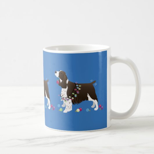 Brown Springer Spaniel-kerstillustratie Koffiemok (Rechts)