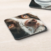 Brown springer spaniel portrait bier onderzetter (Linkerzijde)