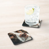 Brown springer spaniel portrait bier onderzetter (Rechterzijde)