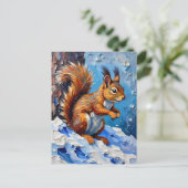 Brown Squirrel in the Snow Briefkaart (Staand voorkant)