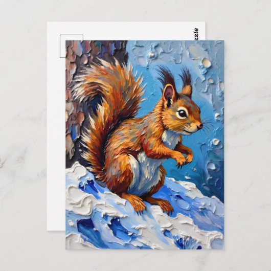 Brown Squirrel in the Snow Briefkaart (Voorkant / Achterkant)